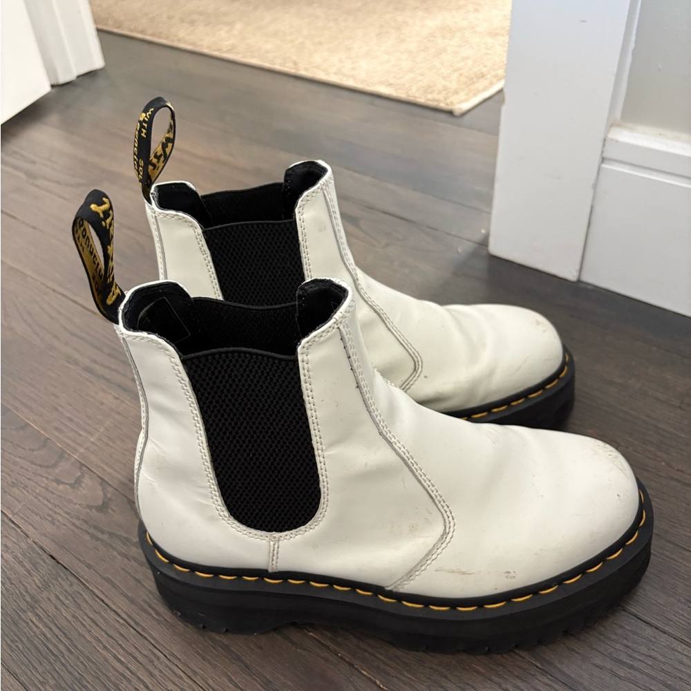 White Leather Chelsea Boots